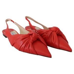 Jimmy Choo Annabell Flat Nap Chilli Leather Flat Shoes/EU39/US9/Red